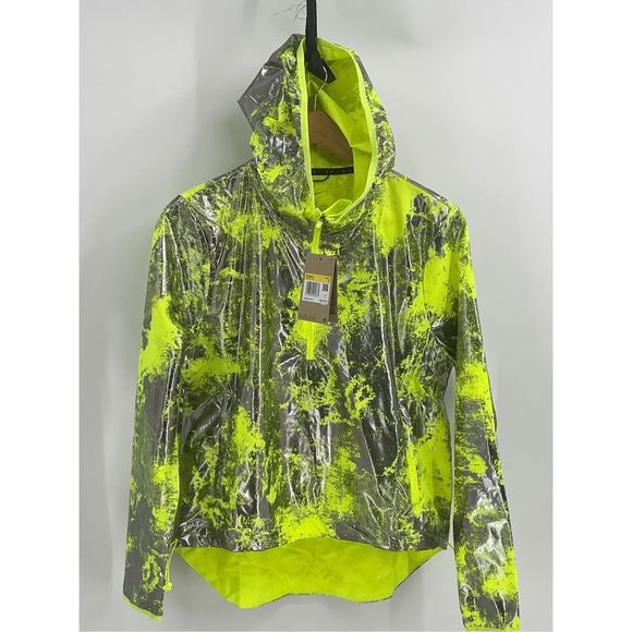 Nike Running Jacket Women Small Neon Reflective Hooded Water‎ Resistant Pullover - Picture 1 of 13